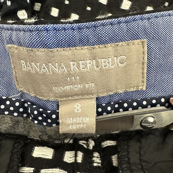 Banana Republic Pants Women Size 8 Hampton Black White Geometric Ankle Preppy - Picture 9 of 12
